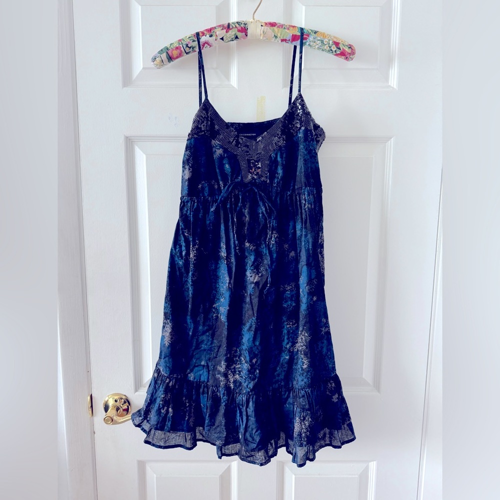 French Connection Babydoll Dress with Black Sequins